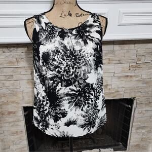 Talbots black and white floral tank top‎ size 2